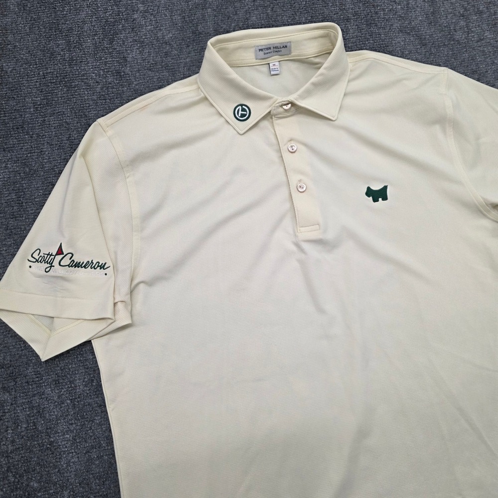Peter Millar Summer Comfort Circle T Scotty Cameron Golf Polo Shirt Yellow - M